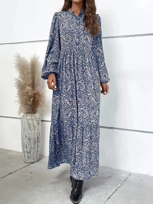 Beau - Boho-Blüte Langärmeliges Rüschenkleid