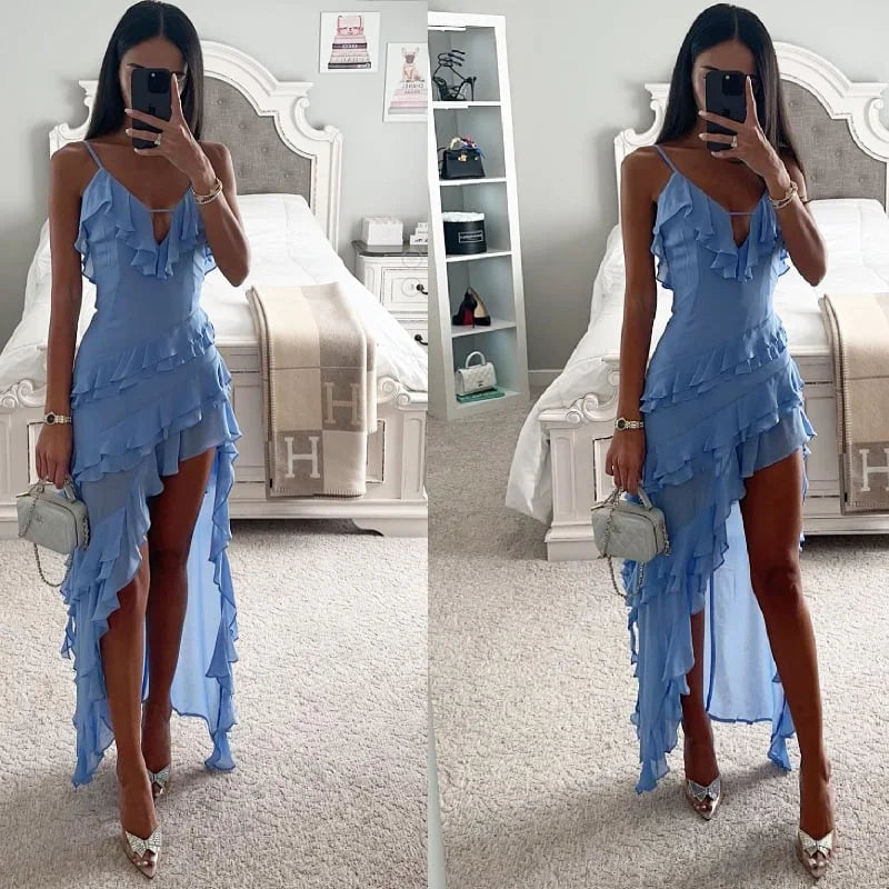 Tierney |  Einfarbiges Kleid mit Neckholder-Ausschnitt