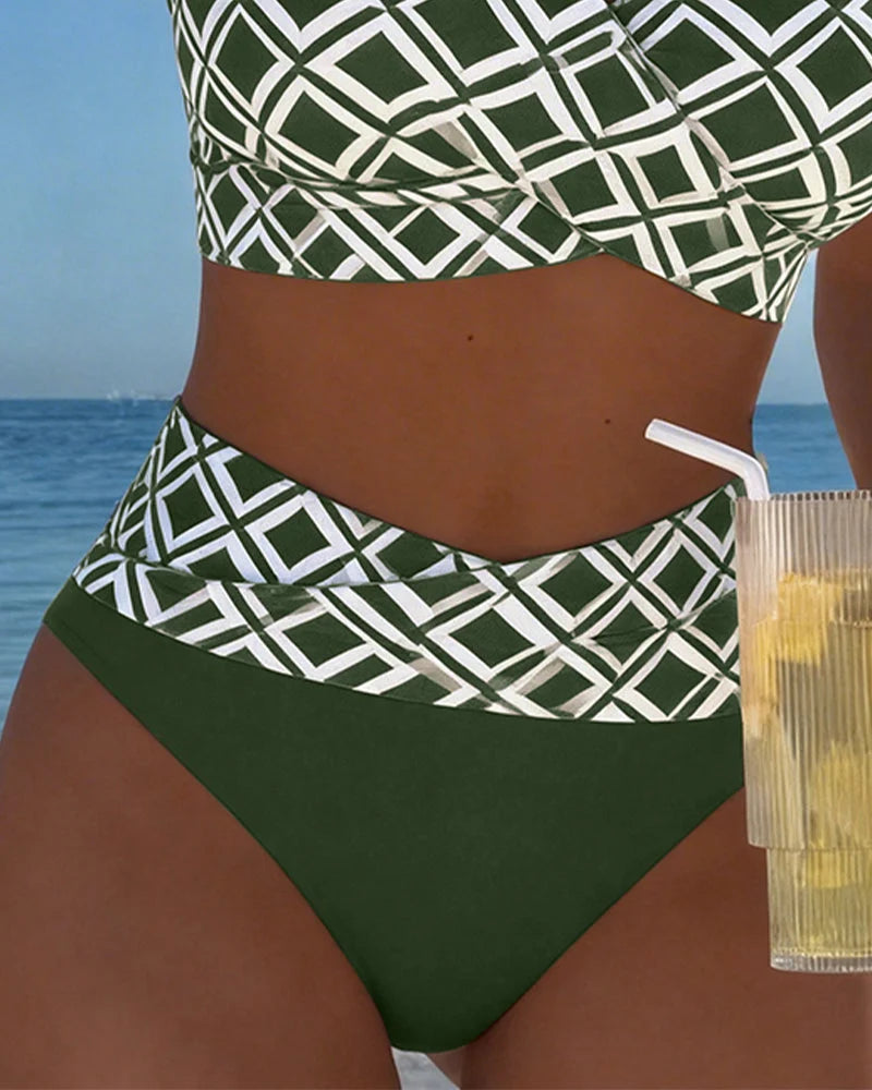 Martina hoch geschnittene Bikinihose in Grün