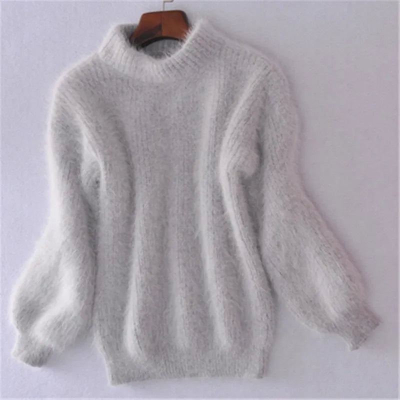 Amarie | Pullover vintage in angora: lavorato a maglia larga e monocolore