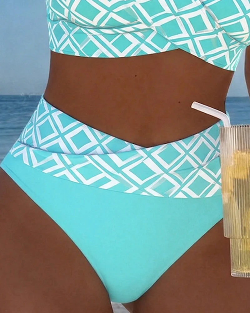 Martina hoch geschnittene Bikinihose in Türkis