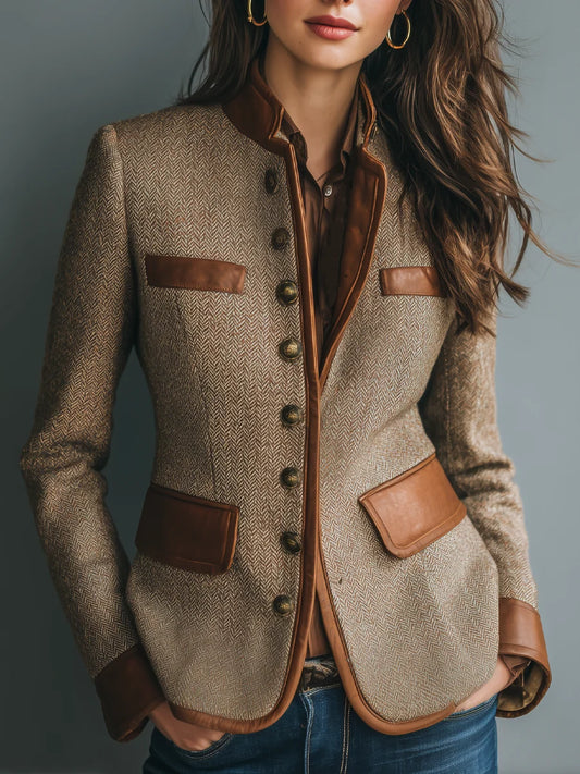 Verena™ - Vintage-Jacke mit Zierbesatz und Taschen
