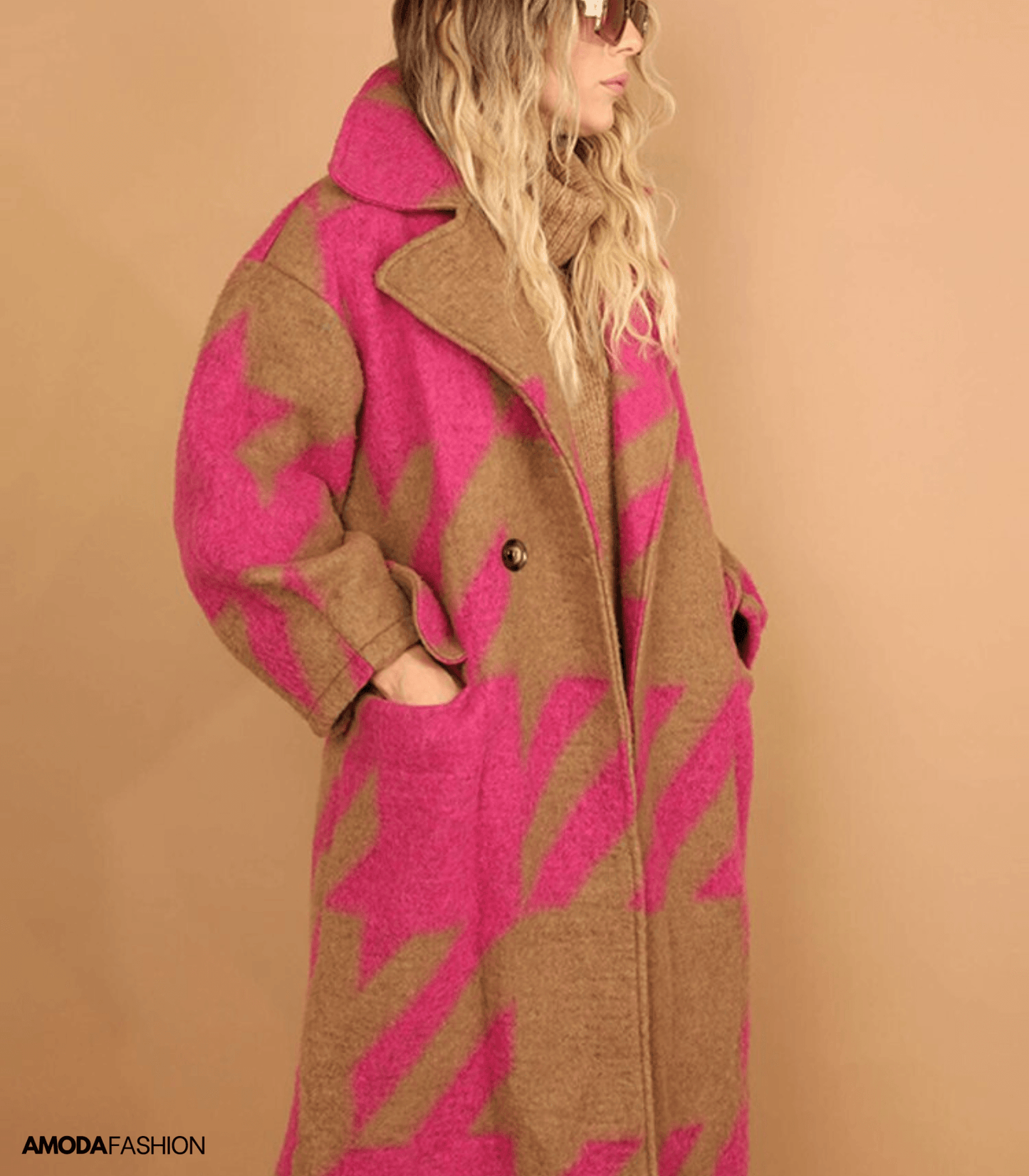 Quana | Cappotto di lana stampato con tasche
