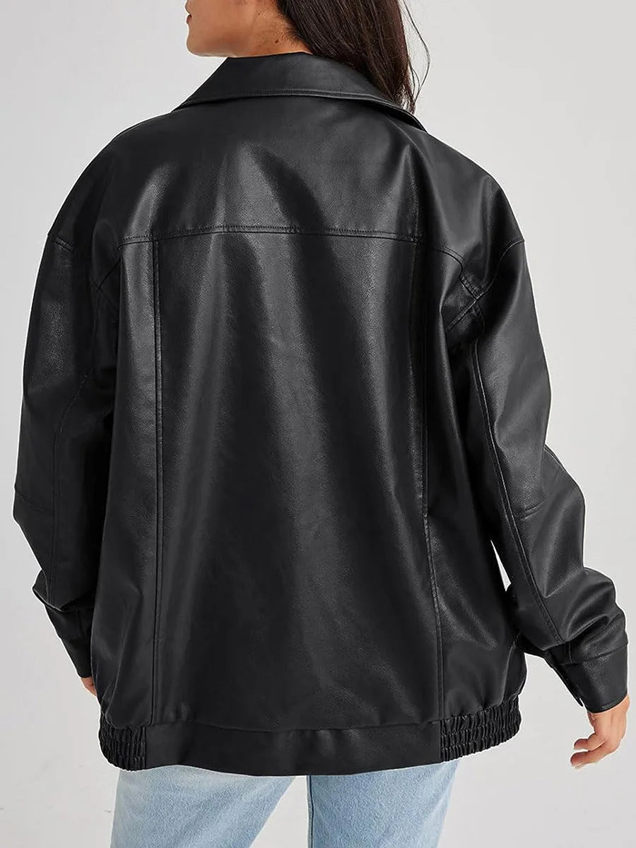 Bambeno | Giacca bomber oversize in pelle per donne