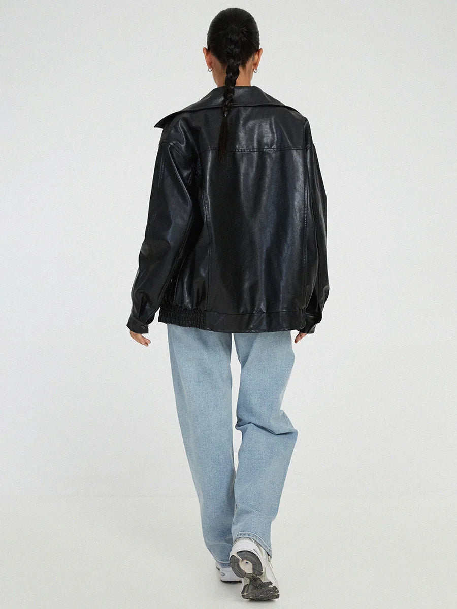 Bambeno | Giacca bomber oversize in pelle per donne
