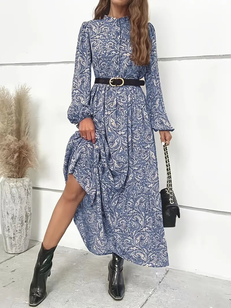 Beau - Abito boho a maniche lunghe con volant