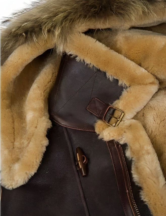 Herren Winterjacke | B-7 Stil | Warm gefüttert mit weichem Schafsfell-Effekt