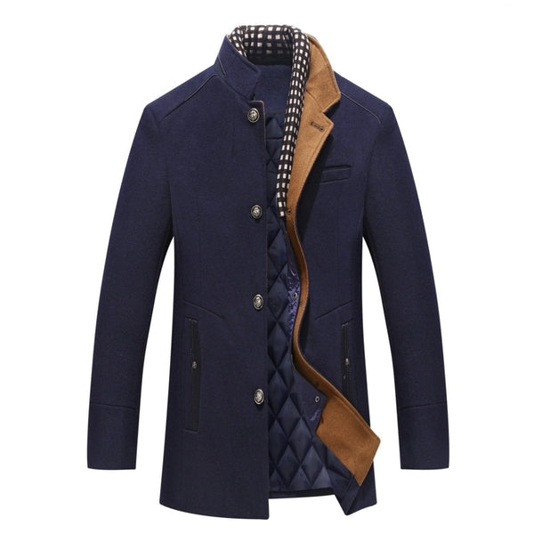 Herren Wintermantel | Elegantes Design | Stehkragen | Warm Gefüttert